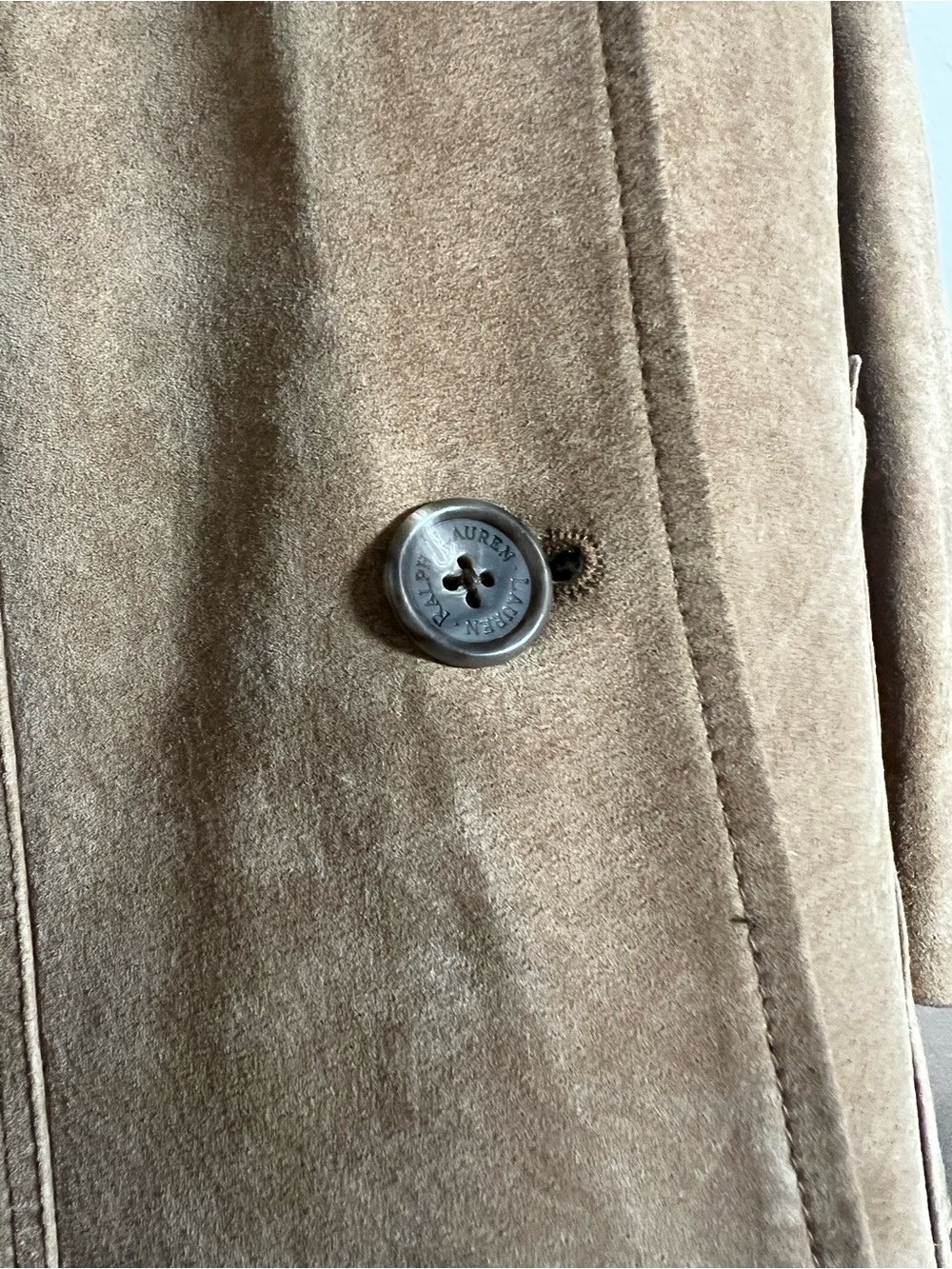 Women’s Lauren Ralph Lauren Suede Leather Blazer Jacket Tan Size Medium Western - Picture 4 of 12